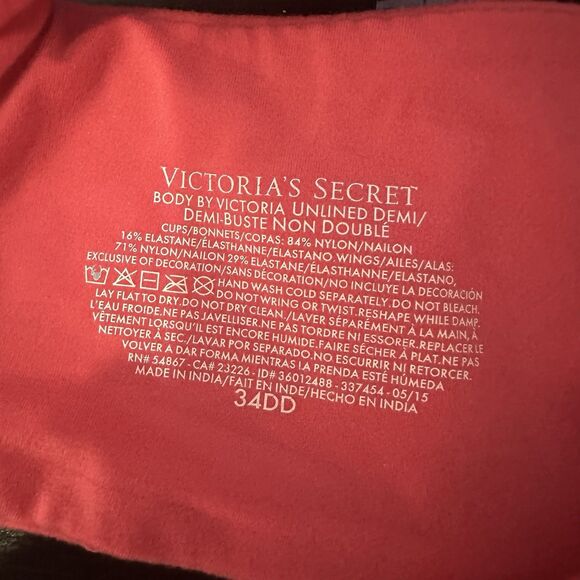 Victorias Secret Body Unlined Demi Bra 34DD Floral Lace Cups Adjustable Sheer - Picture 5 of 5